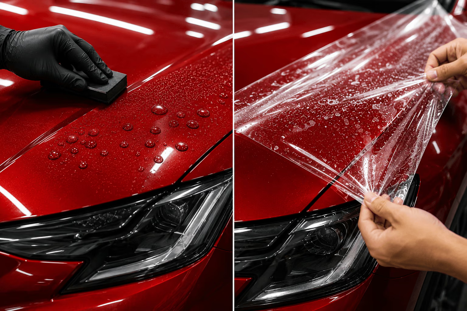 Paint protection film application on a vehicle